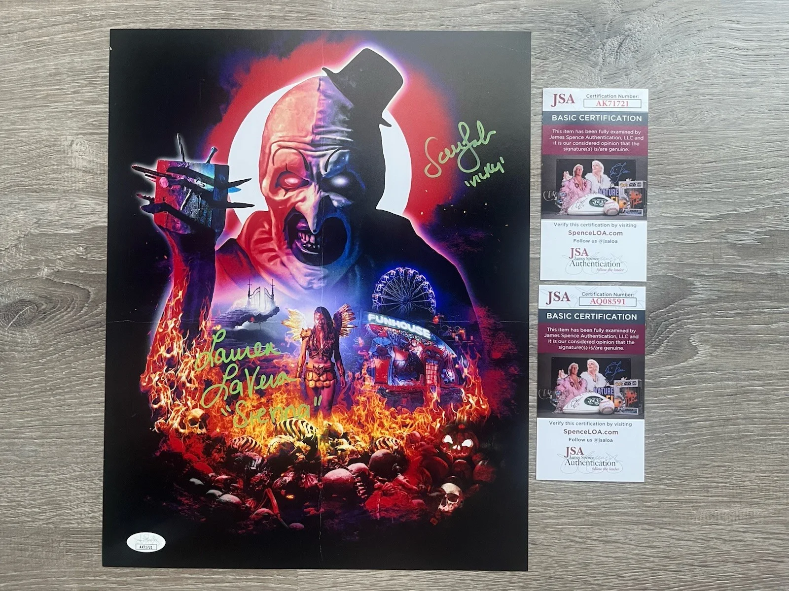 Lauren LaVera — Lauren LaVera Samantha Scaffidi Dual Signed Terrifier 2 11x14 Photo JSA COA