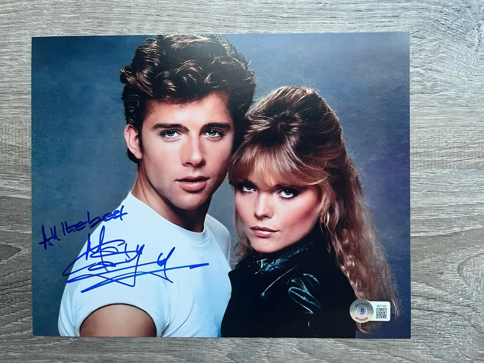 Maxwell Caulfield — Maxwell Caulfield Signed Michael Carrington 8x10 Photo Beckett COA Grease 2, изображение 2
