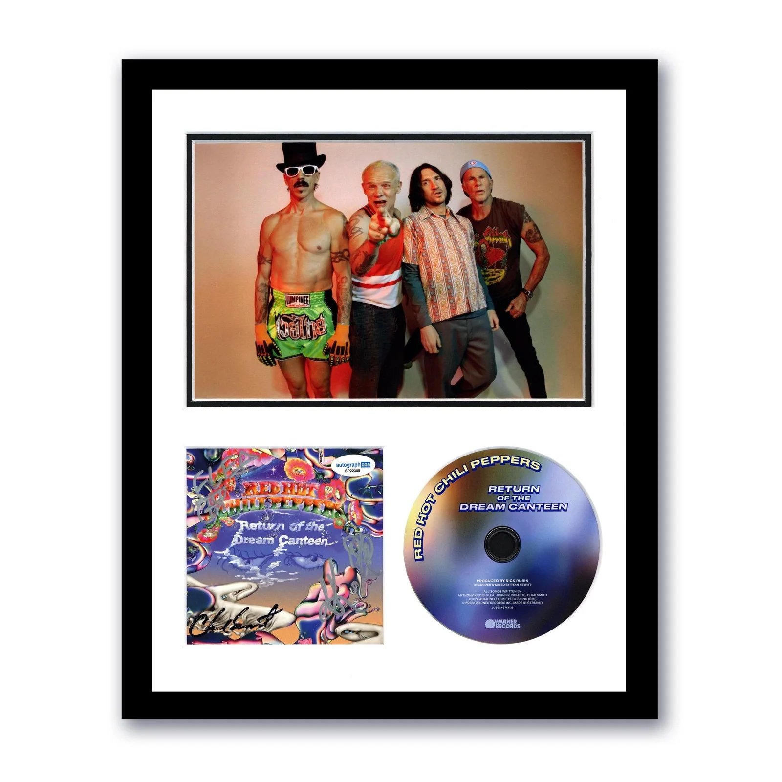 Anthony Kiedis, Chad Smith, Flea, John Frusciante — Red Hot Chili Peppers "Return of Dream Canteen" SIGNED Framed 11x14 CD Display B
