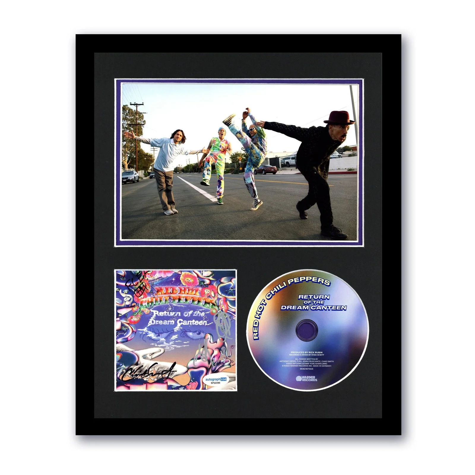 Anthony Kiedis, Chad Smith, Flea, John Frusciante — Red Hot Chili Peppers "Return of the Dream Canteen" SIGNED Framed 11x14 Display