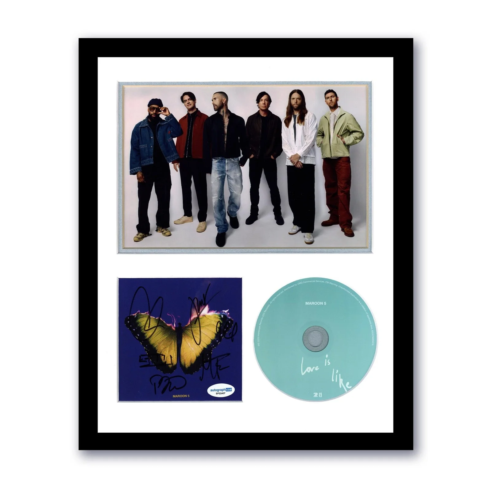 Adam Levine +more — Maroon 5 "Love Is Like" AUTOGRAPH Signed Adam Levine Framed 11x14 Display B ACOA