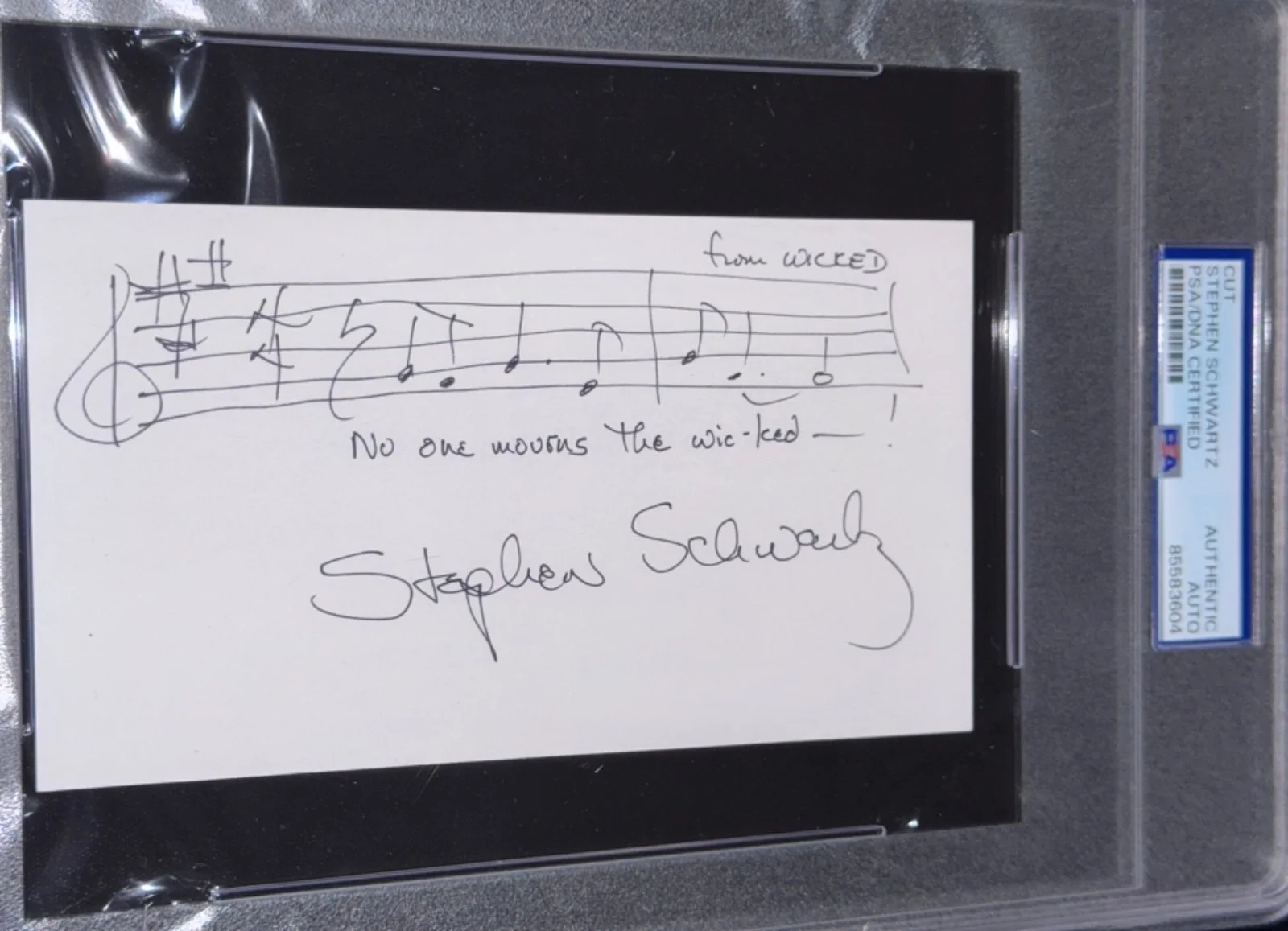 Stephen Schwartz — Signed Stephen Schwartz Card Musical Sketch No One Mourns The Wicked Auto PSA, изображение 4