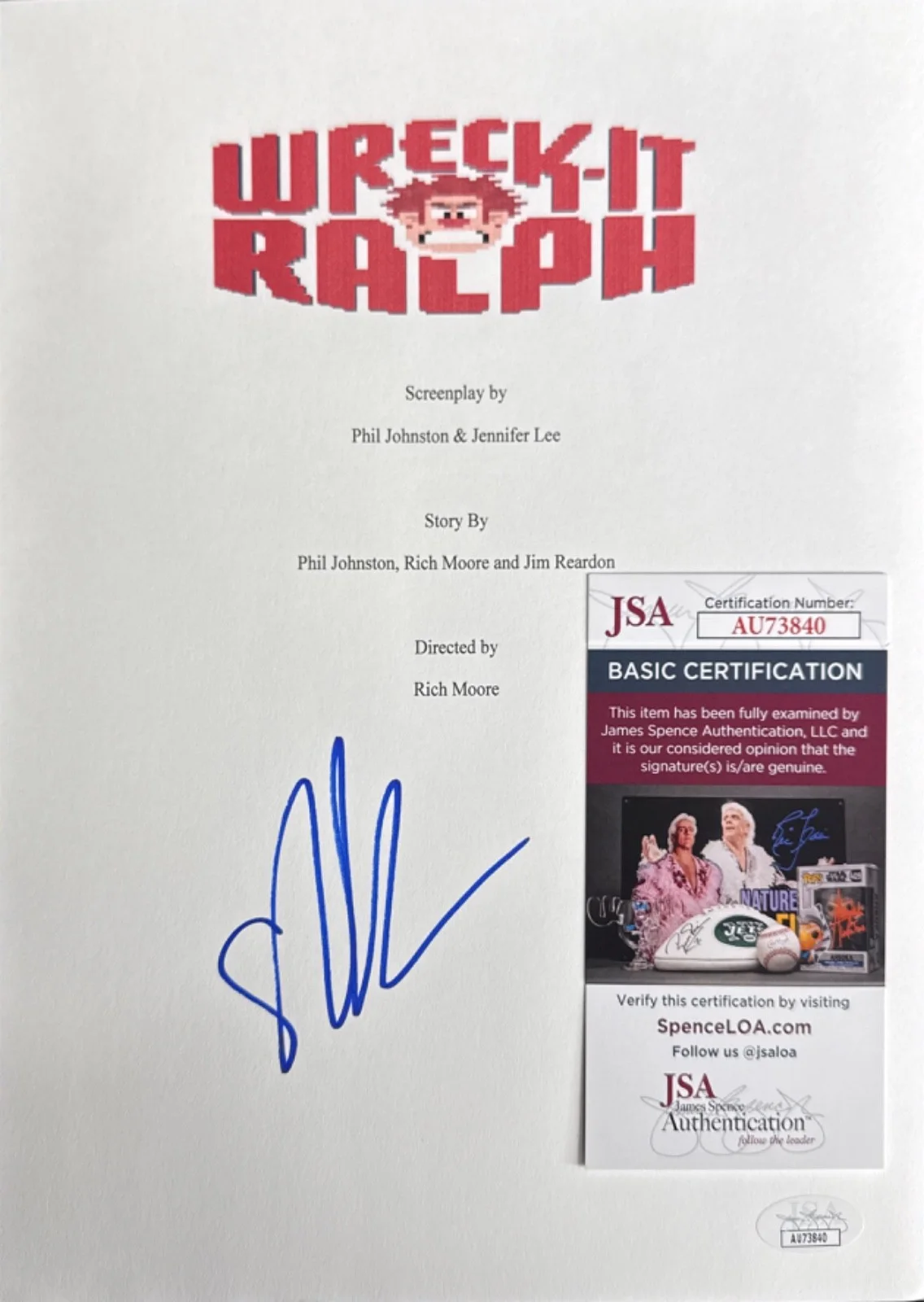 Sarah Silverman — Sarah Silverman Signed 8x10 Wreck It Ralph Movie Script Cover Only JSA AU73840, изображение 2