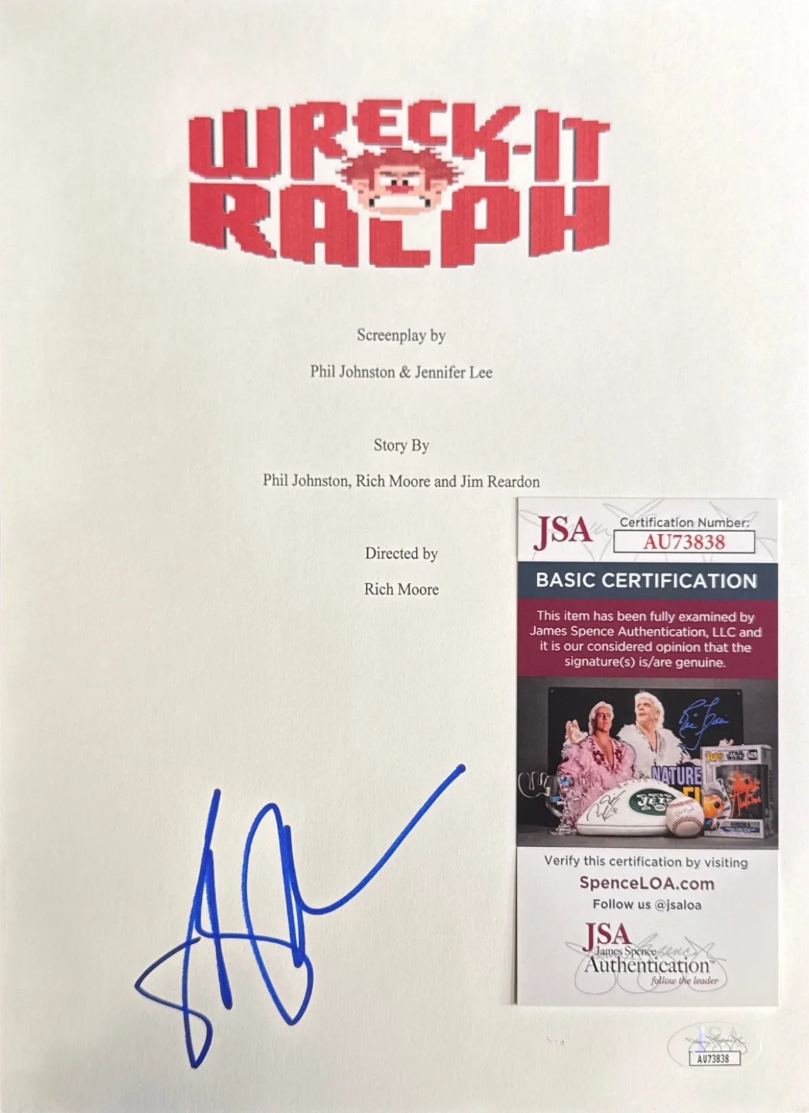 Sarah Silverman — Sarah Silverman Signed 8x10 Wreck It Ralph Movie Script Cover Only JSA AU73838, изображение 2