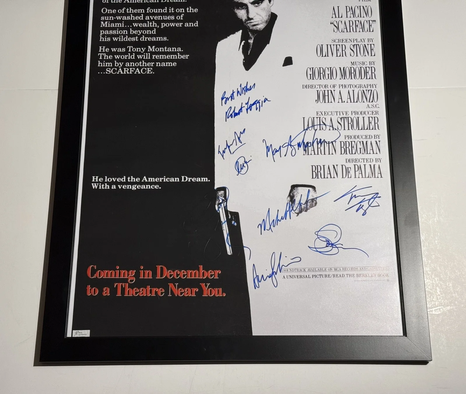 Al Pacino, Michelle Pfeiffer, Steven Bauer — Scarface Cast Signed 36”x24” Movie Poster. Signed By 9 Cast Members w/COA!!, image 2