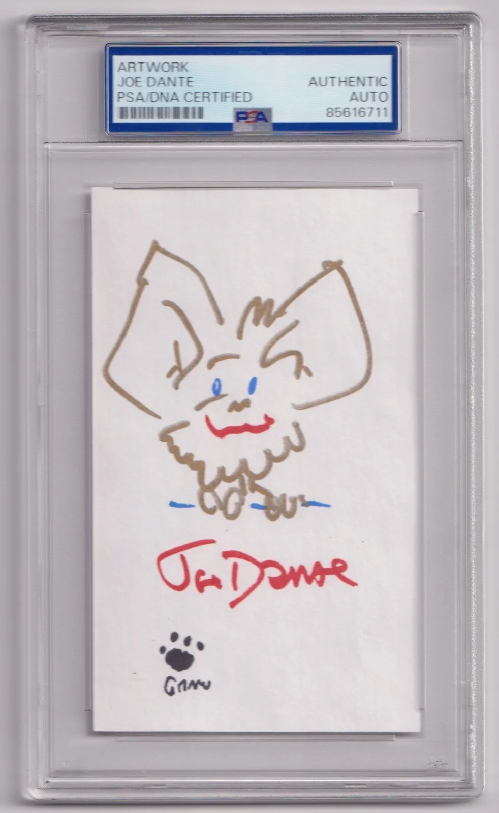 Joe Dante — JOE DANTE Sketch GREMLINS #2 Signed AUTO Index Card PSA DNA Certified