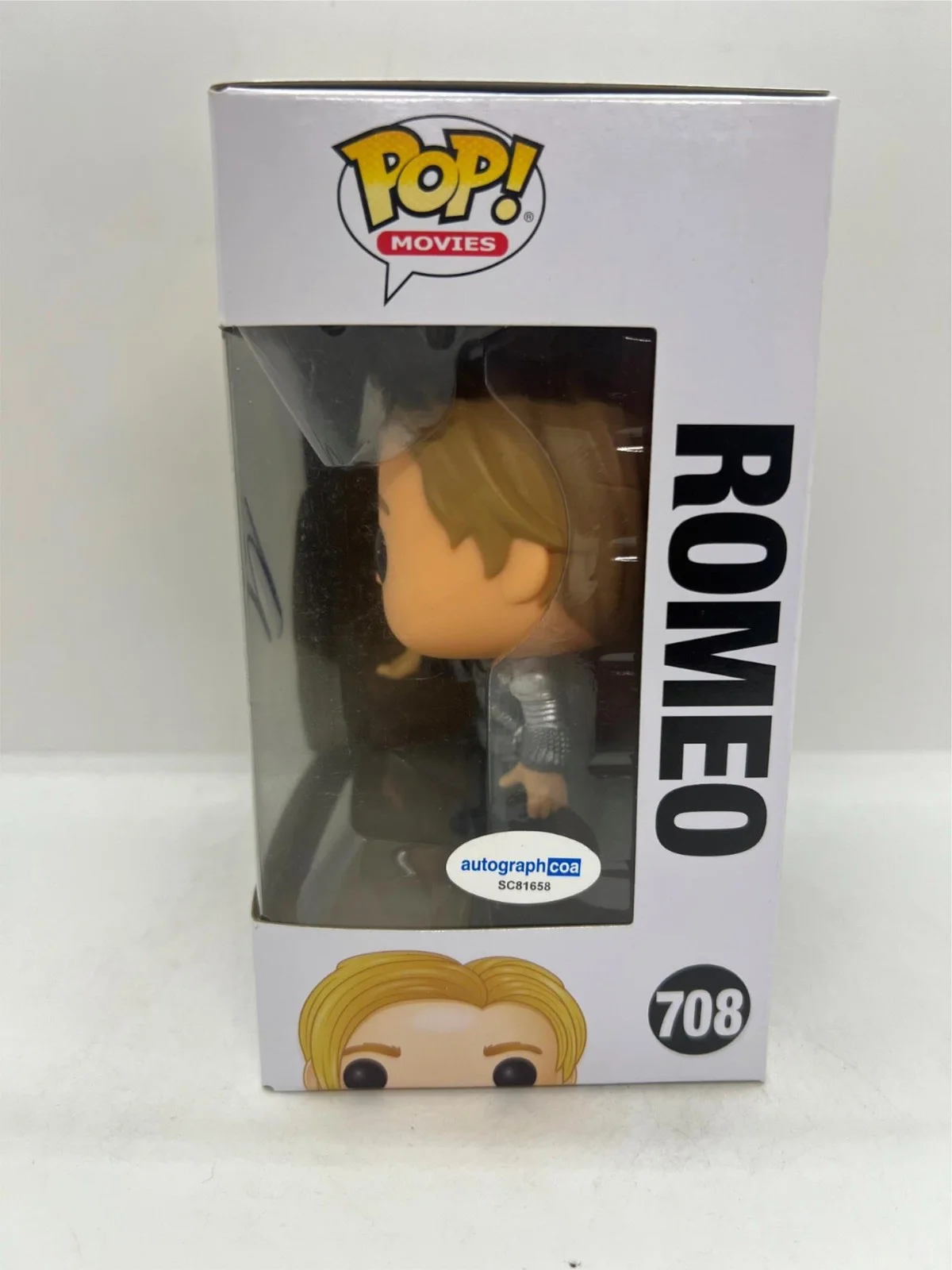 Leonardo Dicaprio Signed Romeo Funko Pop Romeo and Juliet #708 ACOA, изображение 2