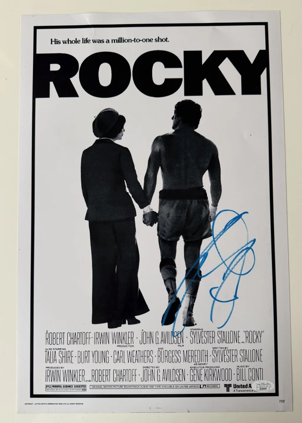 Sylvester Stallone — Sylvester Stallone Autographed Rocky 12x18 Movie Poster JSA LOA COA, image 3