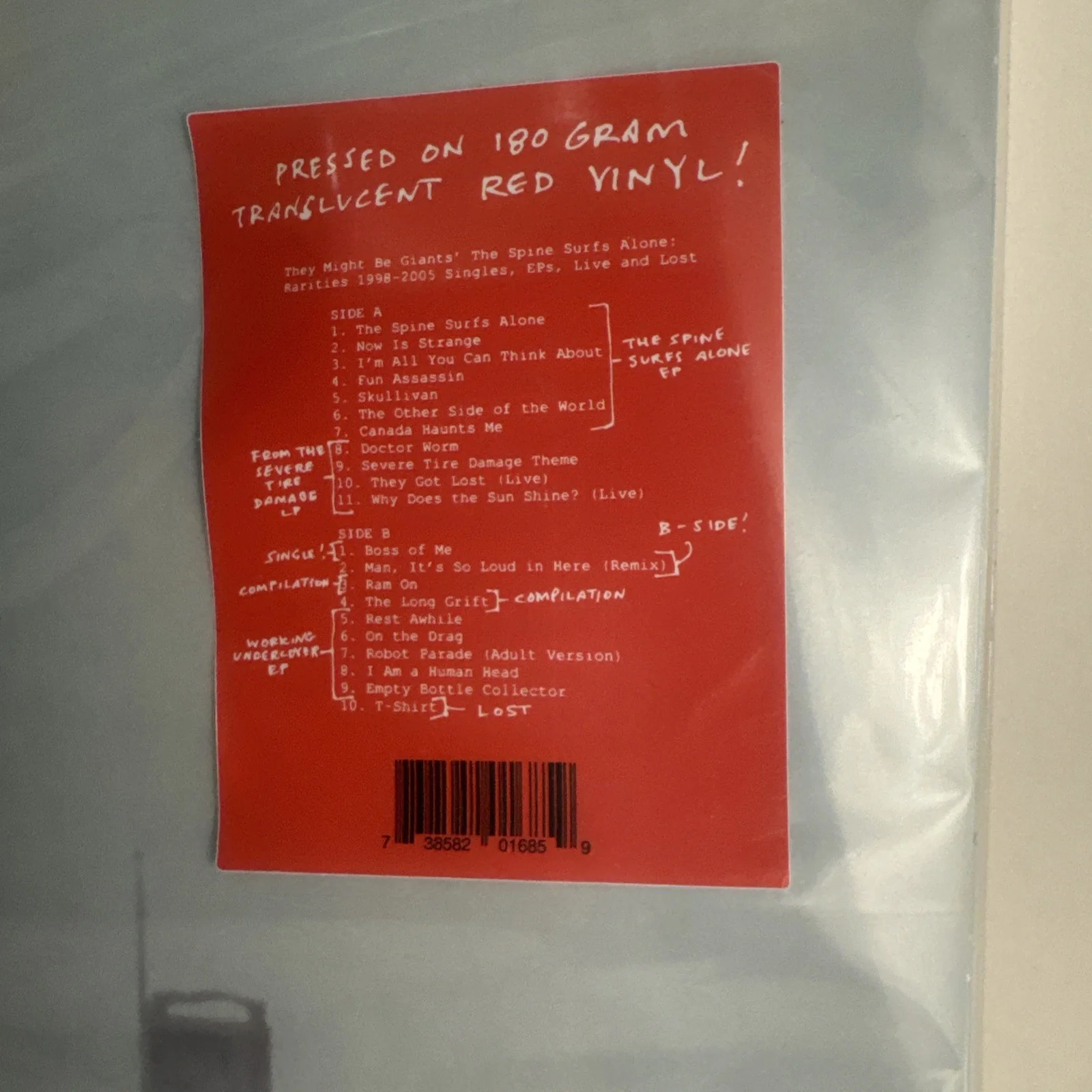 THEY MIGHT BE GIANTS Autographed “Spine Surfs Alone” Signed Cover Red Vinyl New, image 3