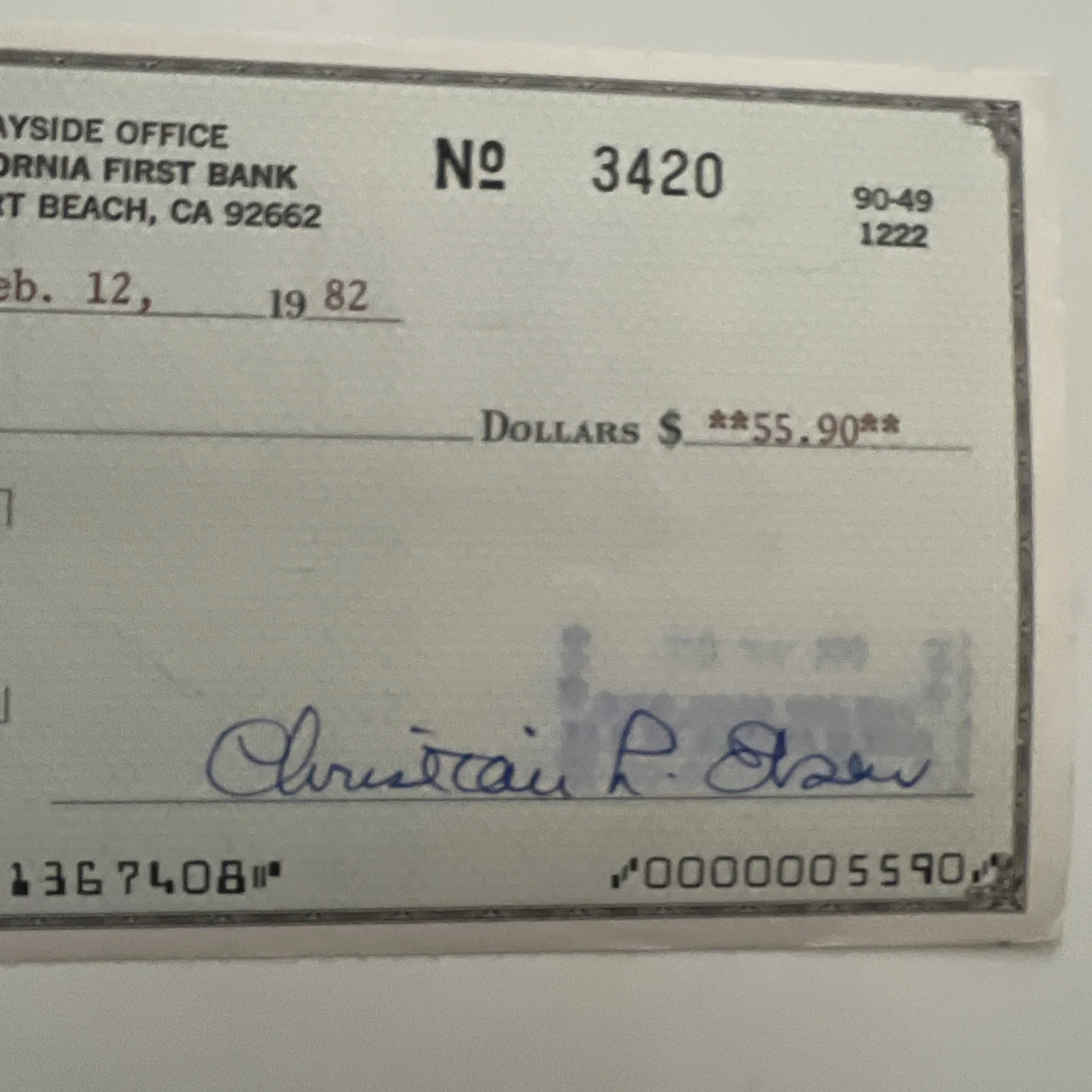 Christian Buddy Ebsen uncle Jeb Clampett Barnaby Jones Oz Signed Bank Check, изображение 2
