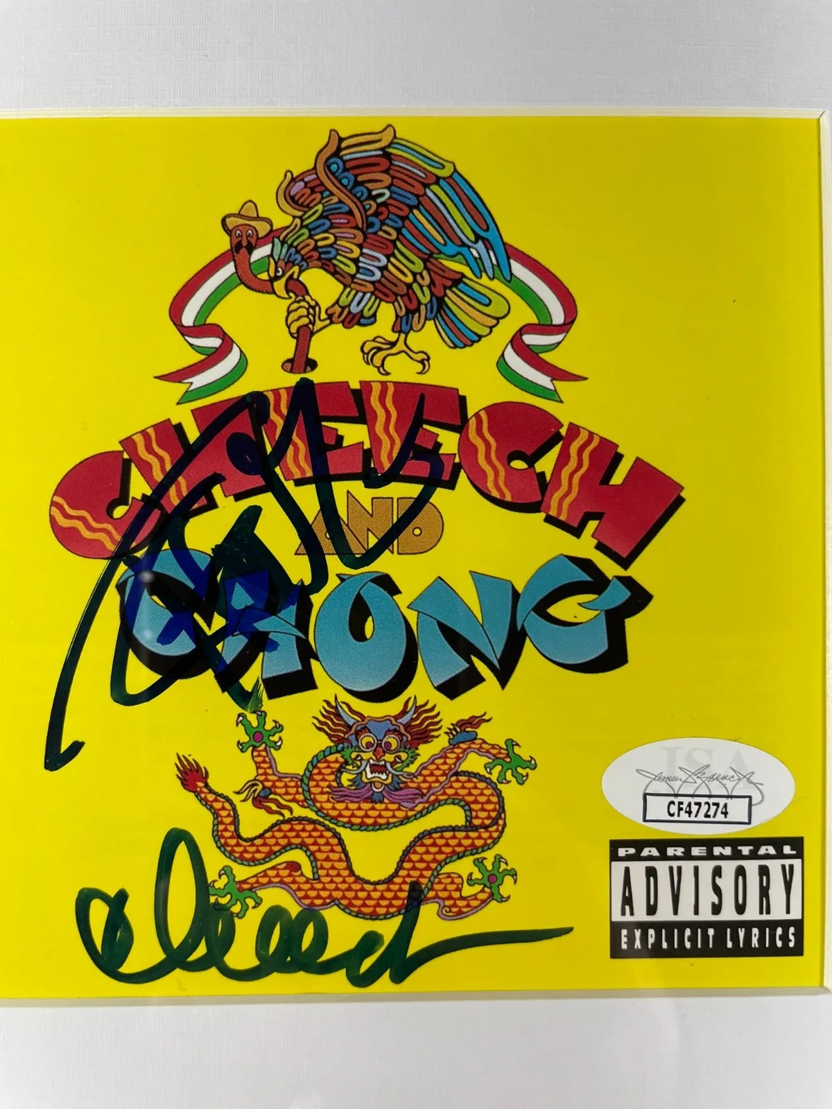 Cheech Marin — Cheech Marin & Tommy Chong Signed CD Booklet Framed Matted Display Auto JSA COA, image 2