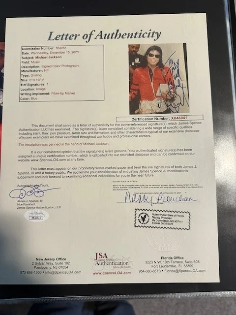 MICHAEL JACKSON AUTOGRAPHED SIGNED 8X10 PHOTO JSA FULL LETTER RARE King Of Pop, image 4