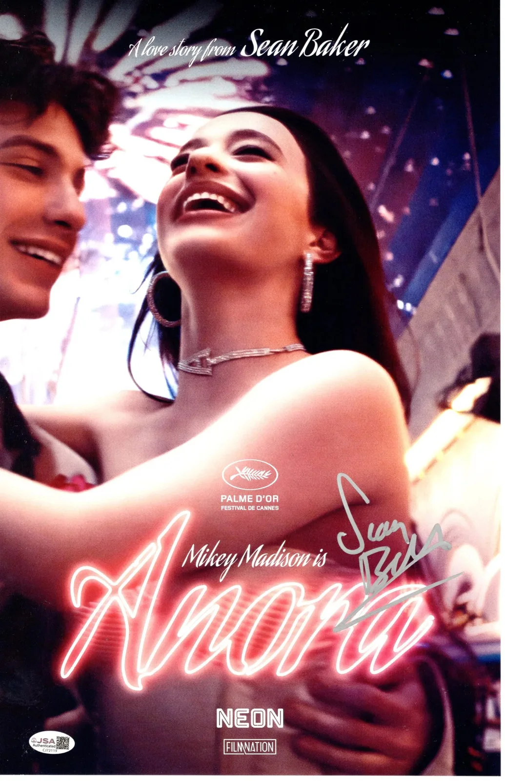 Sean Baker — Sean Baker signed 11x17 Poster Writer Producer Director Anora JSA Authentication