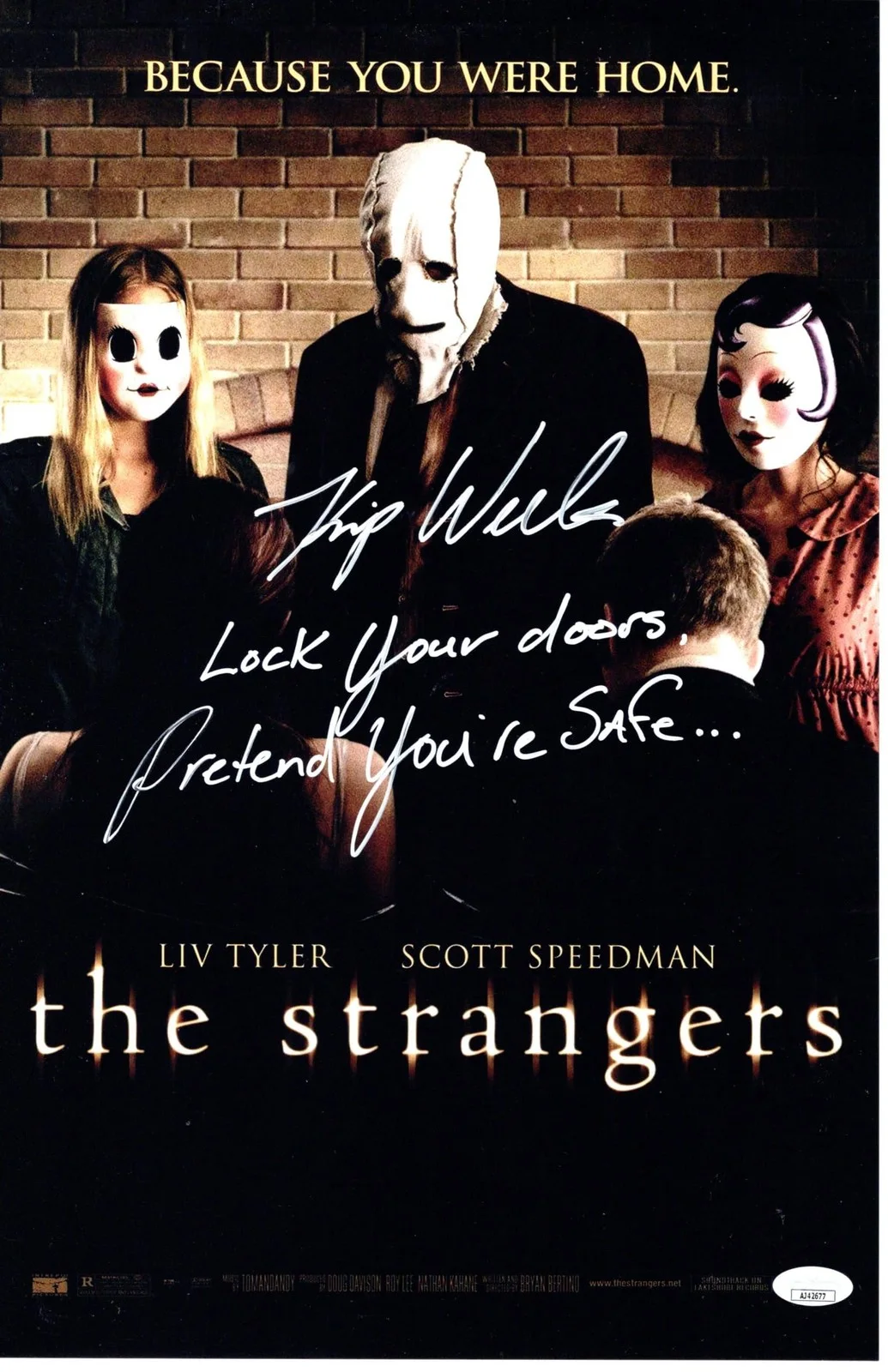 Kip Weeks — Kip Weeks signed 11x17 Poster Man in Mask The Strangers JSA Authentication