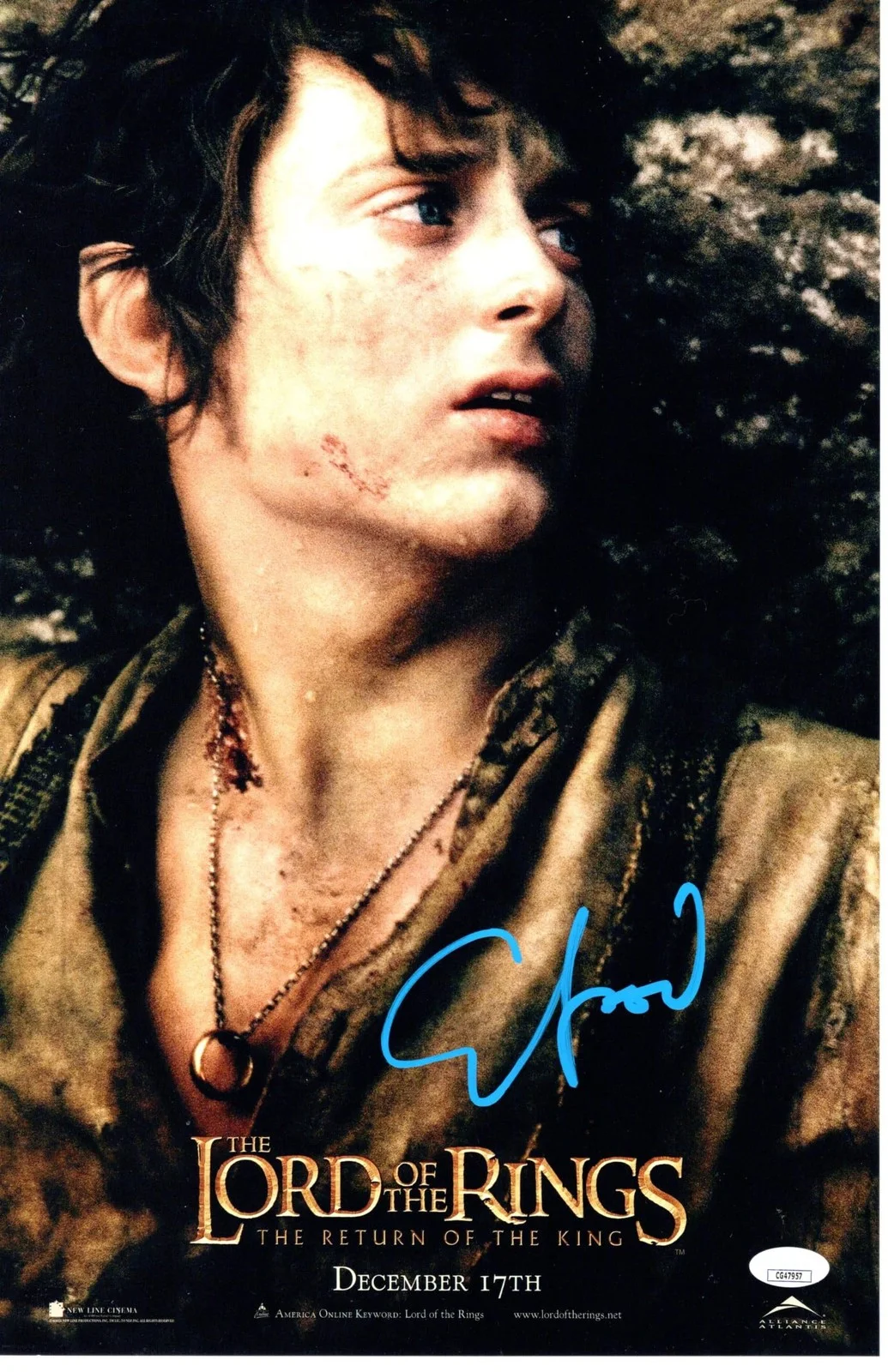Elijah Wood — Elijah Wood signed 11x17 Poster Frodo Baggins The Lord of the Rings JSA