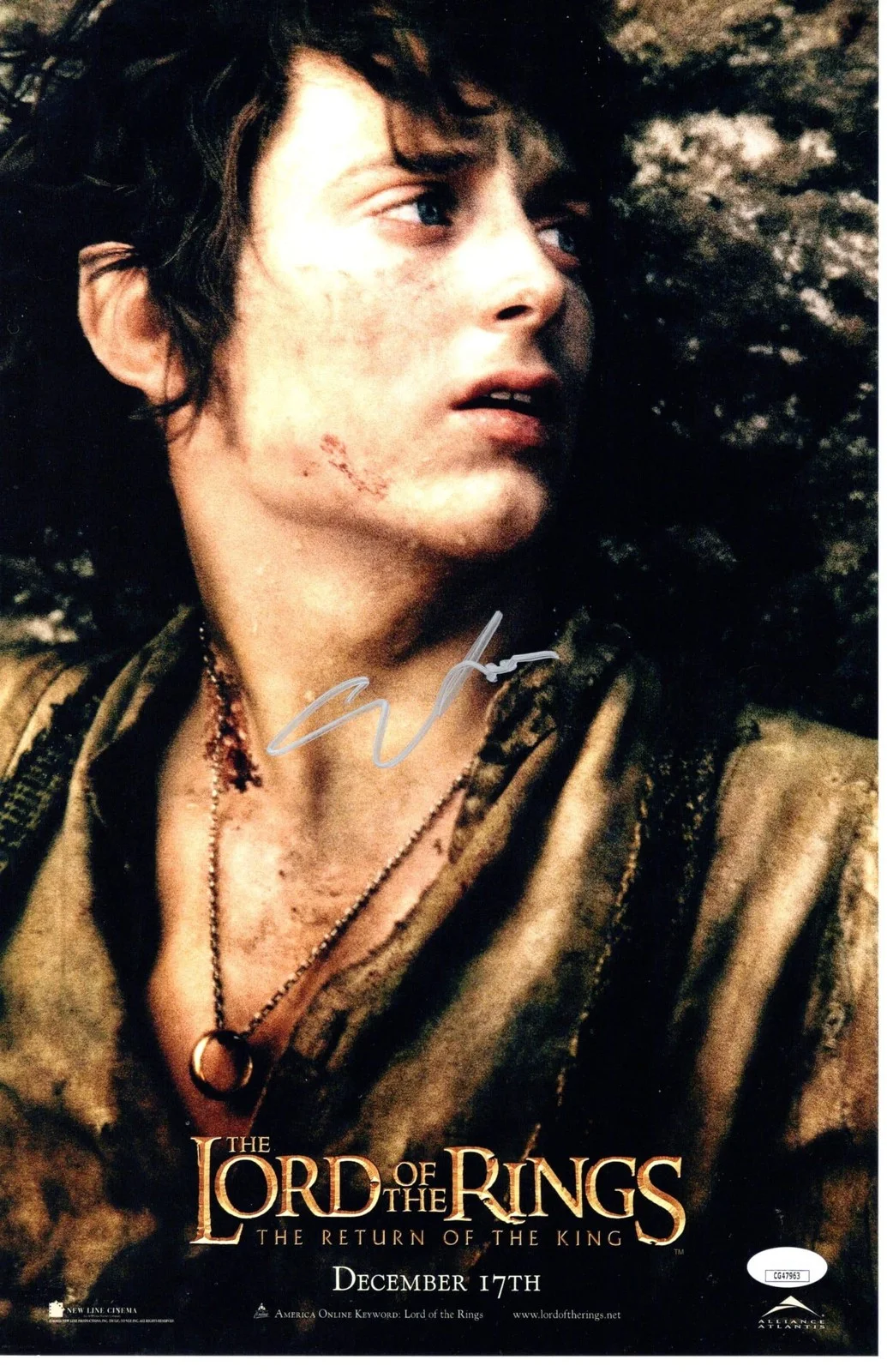 Elijah Wood — Elijah Wood signed 11x17 Poster Frodo Baggins The Lord of the Rings JSA