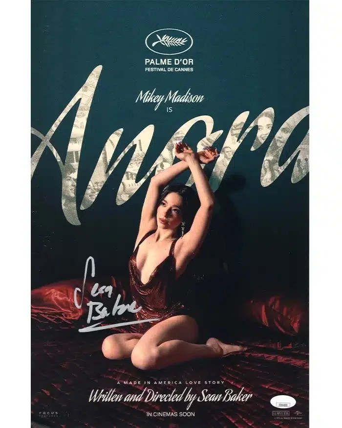 Sean Baker — Sean Baker signed 11x17 Poster Writer Producer Director Anora JSA Authentication