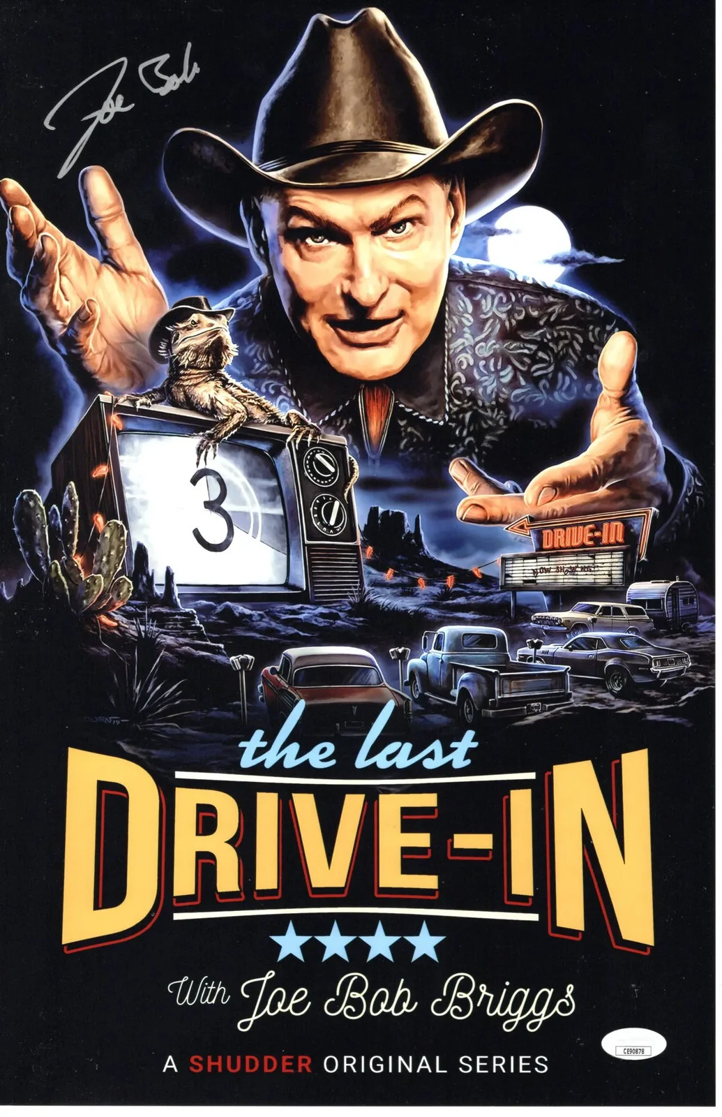 Joe Bob Briggs — Joe Bob Briggs signed 11x17 Poster The Last Drive-In JSA Authentication