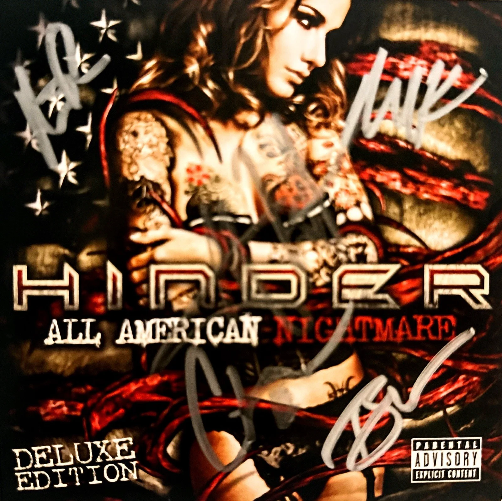HINDER!Deluxe,edition FAN PACK! Authentic Band Signatures CD,Flask, guitar Pick, image 3