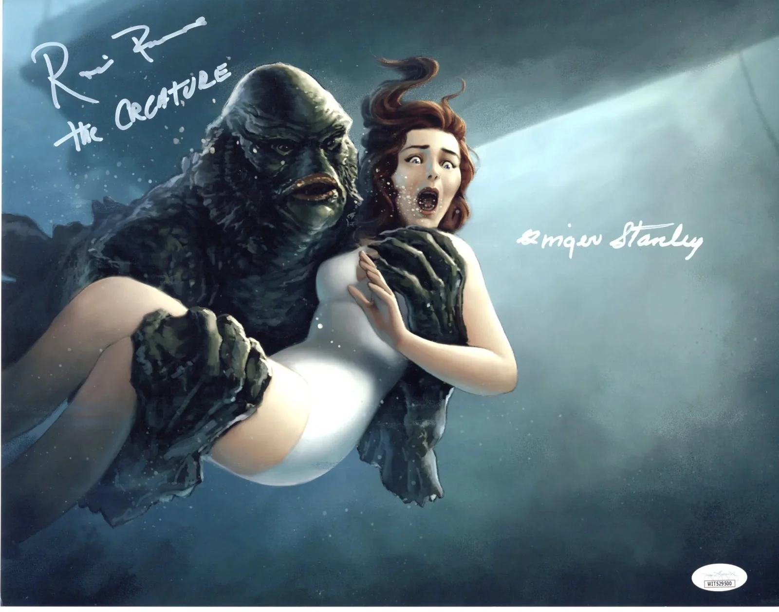Ricou Browning & Ginger Stanley — Ricou Browning & Ginger Stanley signed 11x14 Photo Creature from Black Lagoon