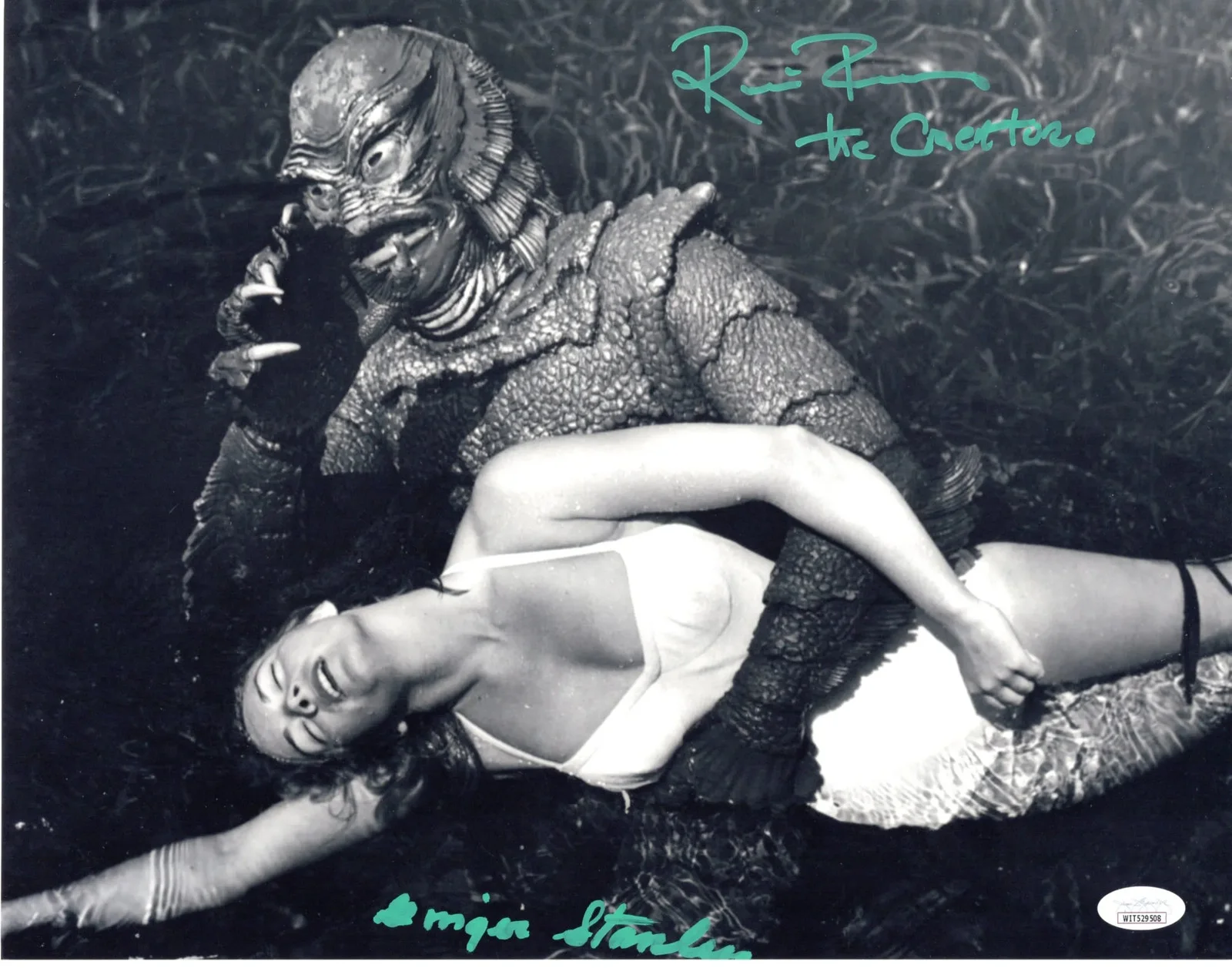 Ricou Browning & Ginger Stanley — Ricou Browning & Ginger Stanley signed 11x14 Photo Creature from Black Lagoon