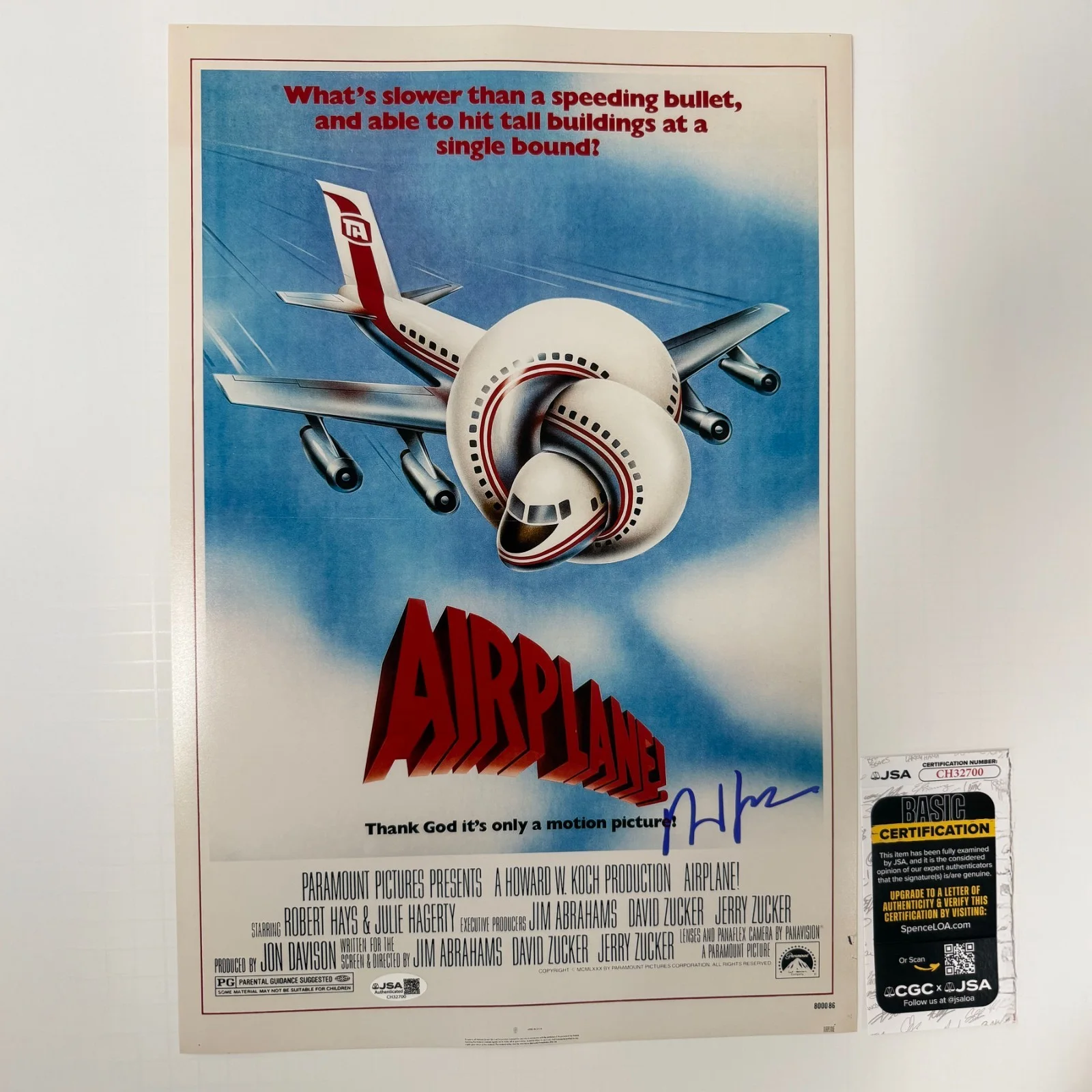 DAVID ZUCKER — DAVID ZUCKER Authentic Hand-signed "AIRPLANE! ~ Director" 12x18 Photo (JSA COA)