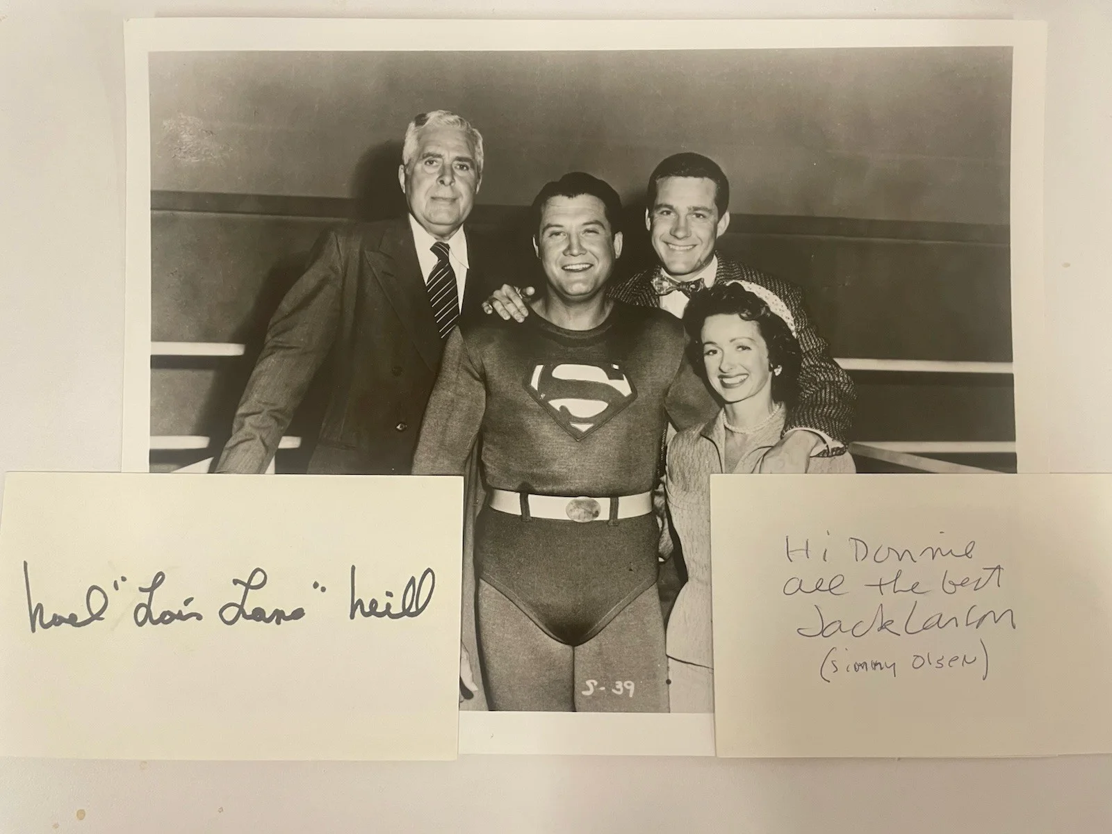 Jack Larson “Jimmy Olsen” & Noel Neill “Lois Lane” Signed Cards, 8x10 Photo JSA, изображение 2