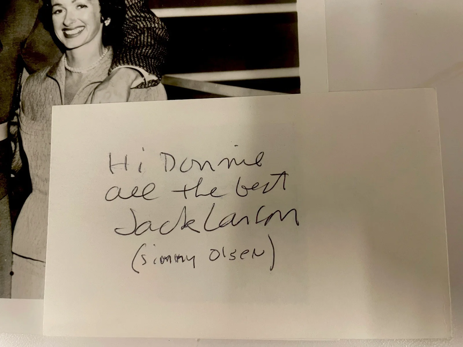 Jack Larson “Jimmy Olsen” & Noel Neill “Lois Lane” Signed Cards, 8x10 Photo JSA, изображение 3