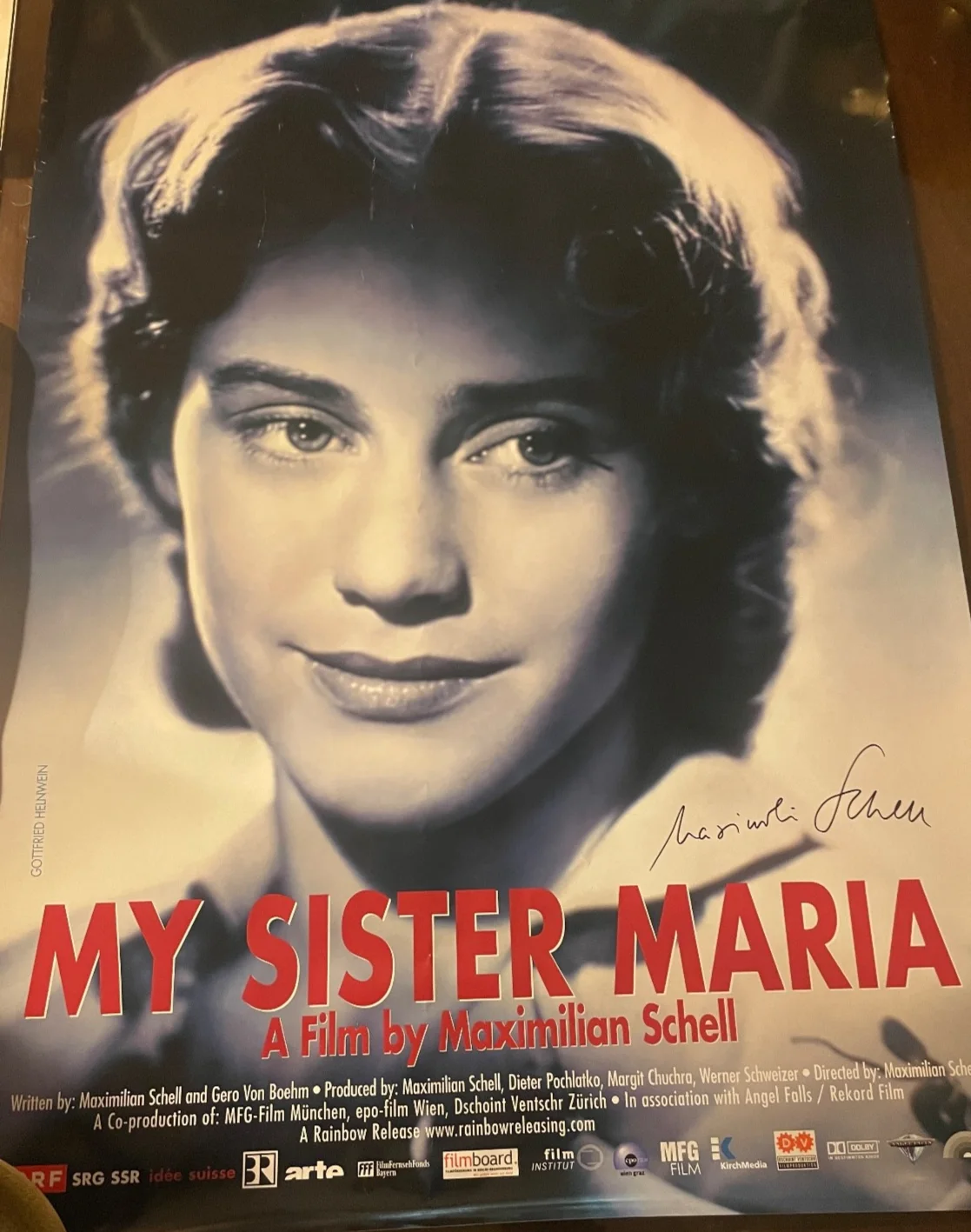Maximillian Schell signed movie poster, My Sister Maria, Maria Schell 27" x 40", изображение 4