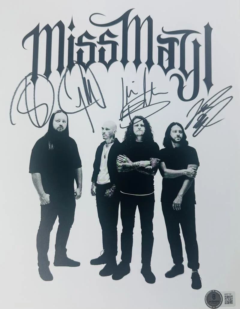 MISS MAY I — MISS MAY I SIGNED 8X11 PHOTO APOLOGIES ARE FOR THE WEAK AUTOGRAPH LEVI BENTON