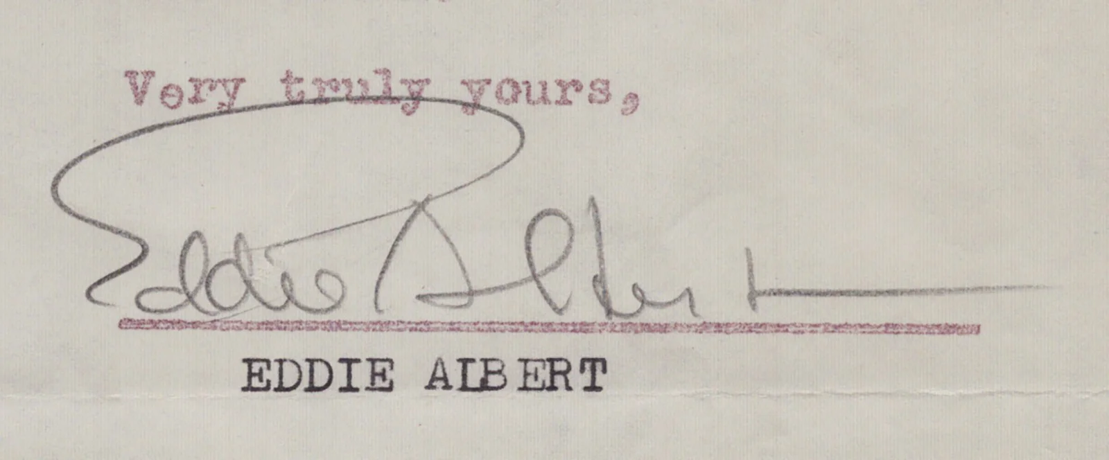 Eddie Albert — EDDIE ALBERT - DOCUMENT SIGNED 01/23/1958, image 2