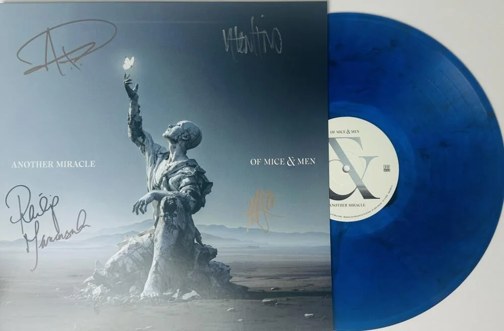OF MICE & MEN — OF MICE & MEN SIGNED LIMITED EDITION ANOTHER MIRACLE VINYL ALBUM AUTOGRAPH BAS 5
