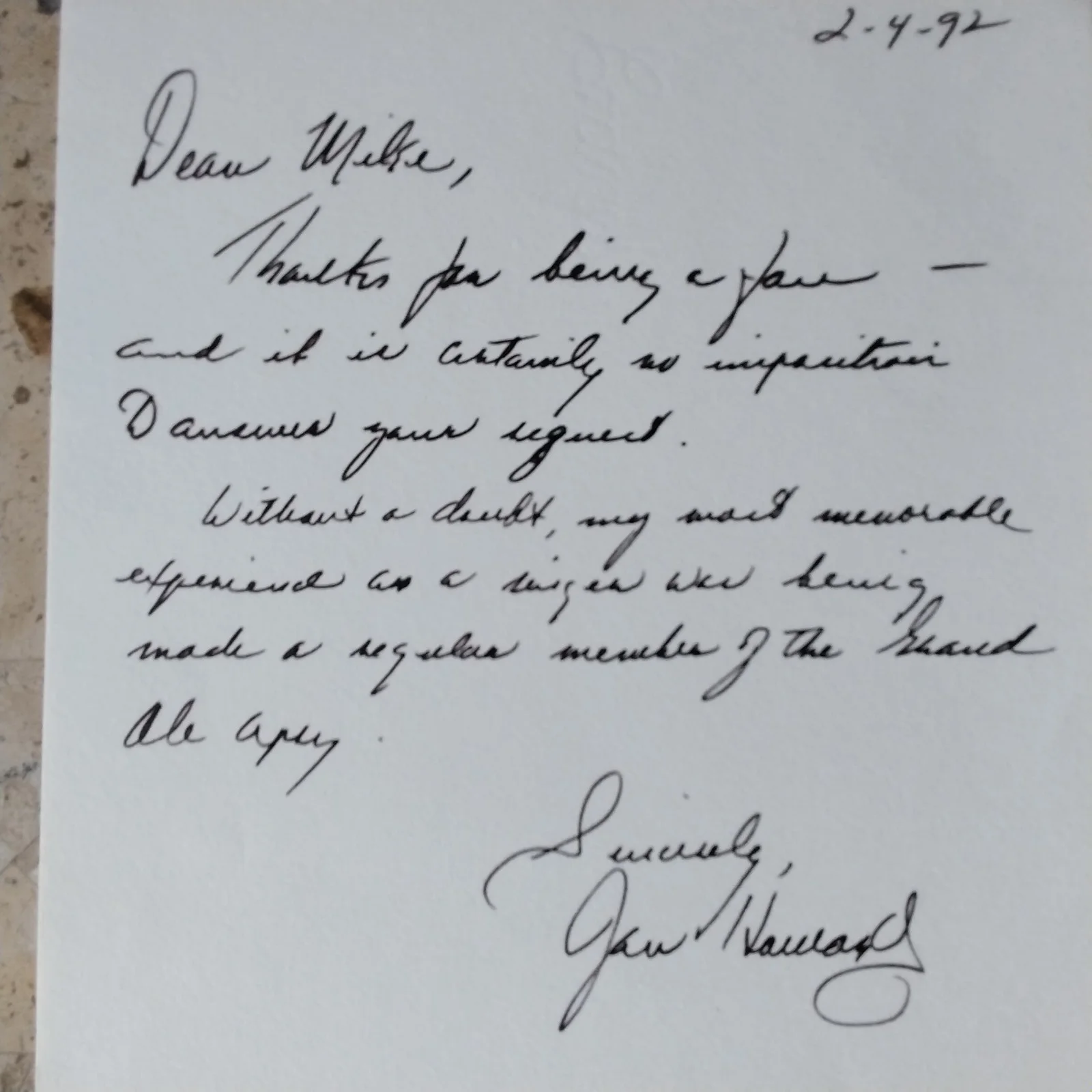 Jan Howard SIGNED Letter Singer Songwriter Evil on Your Mind Opry For Loving You, image 4