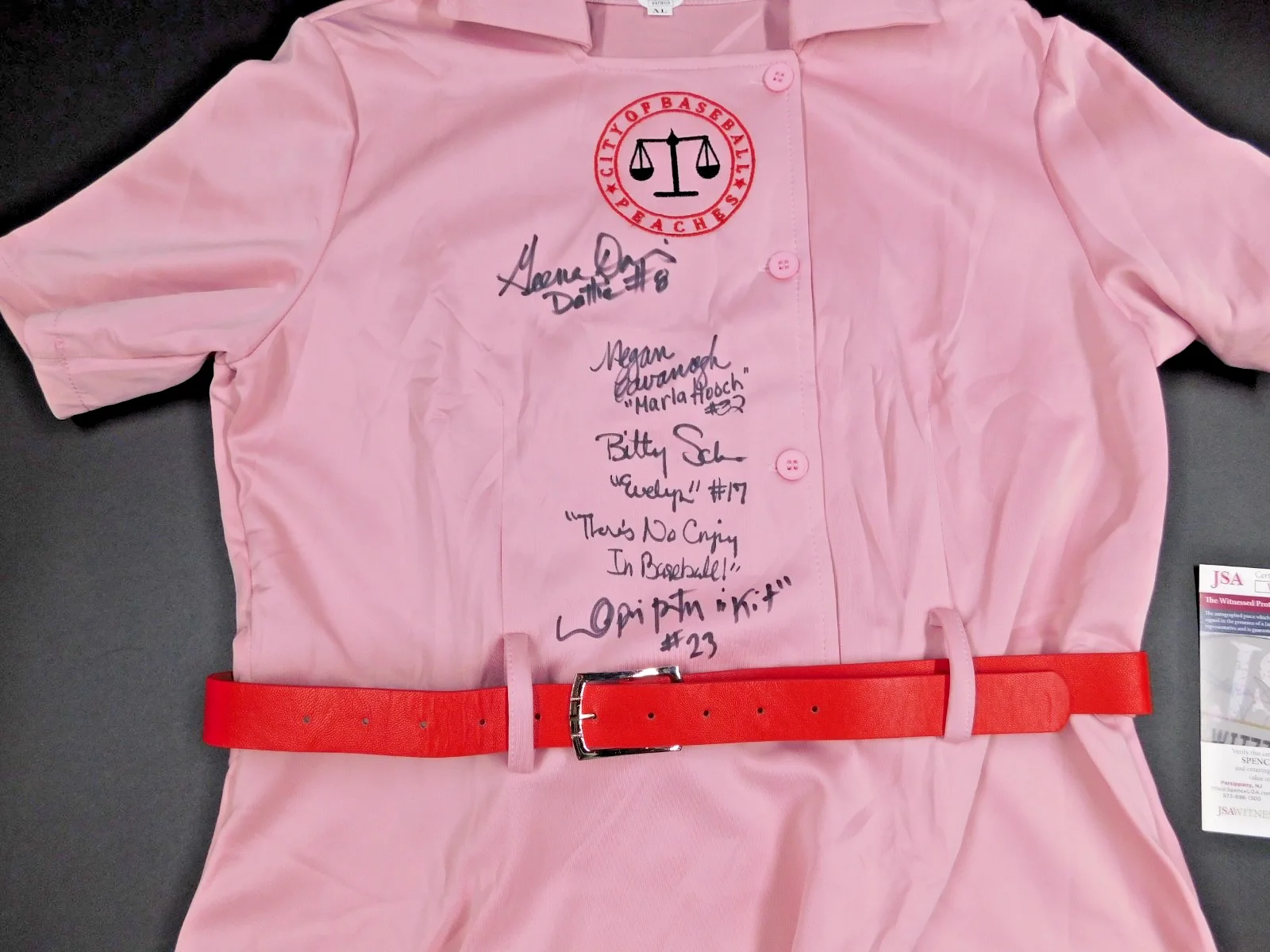 rosie o'donnell — League of Their Own Signed Uniform Geena Davis Lori Petty Schram Cavanagh JSA B, изображение 2