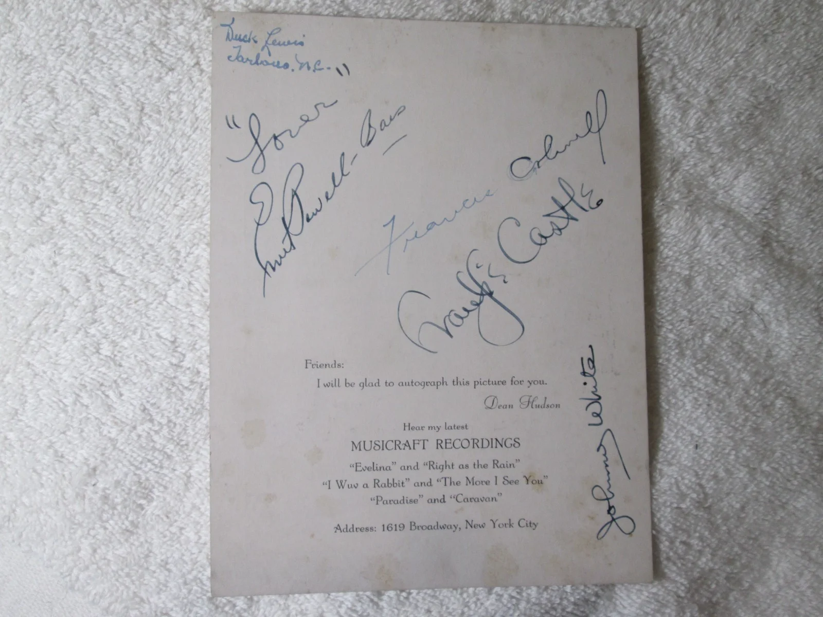 Vintage Dean Hudson Orchestra Signed Photo And Band Members, изображение 4