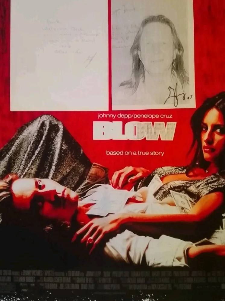 A one off GEORGE JUNG Signed 2007 PRISON LETTER/PICS with "BLOW" movie Poster, изображение 2