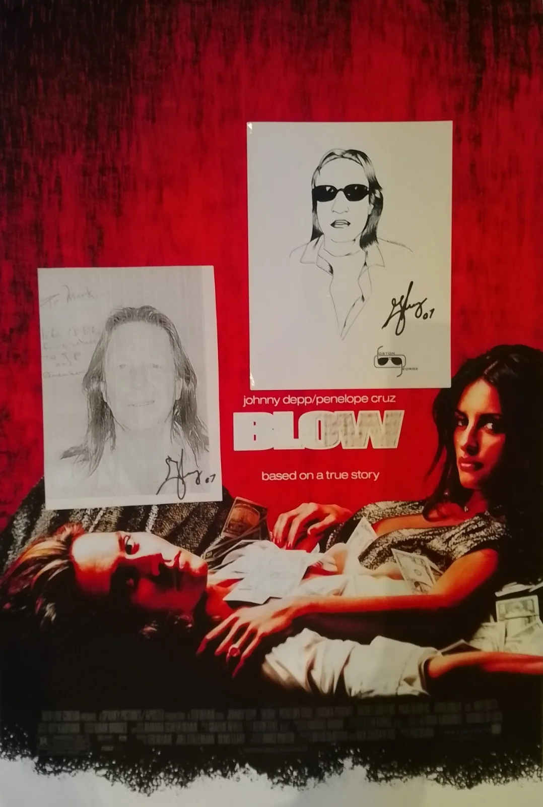A one off GEORGE JUNG Signed 2007 PRISON LETTER/PICS with "BLOW" movie Poster, изображение 3