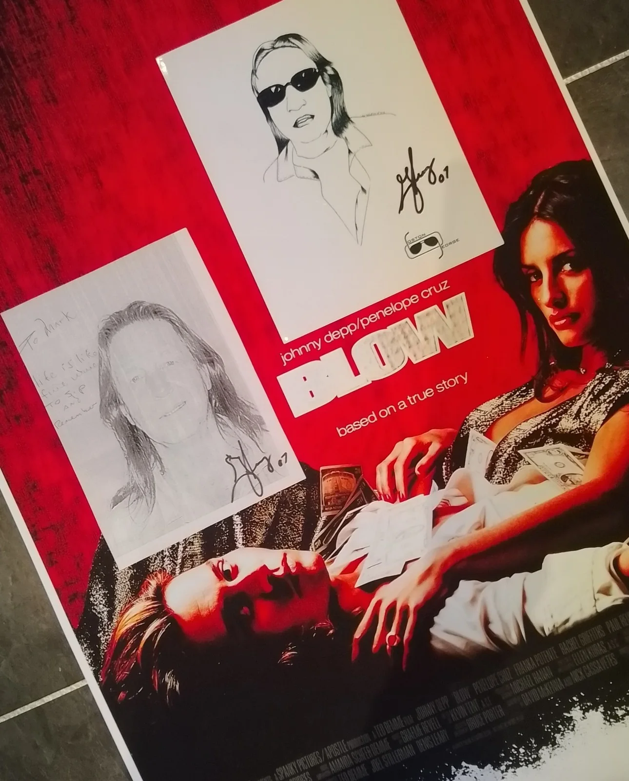 A one off GEORGE JUNG Signed 2007 PRISON LETTER/PICS with "BLOW" movie Poster, изображение 4