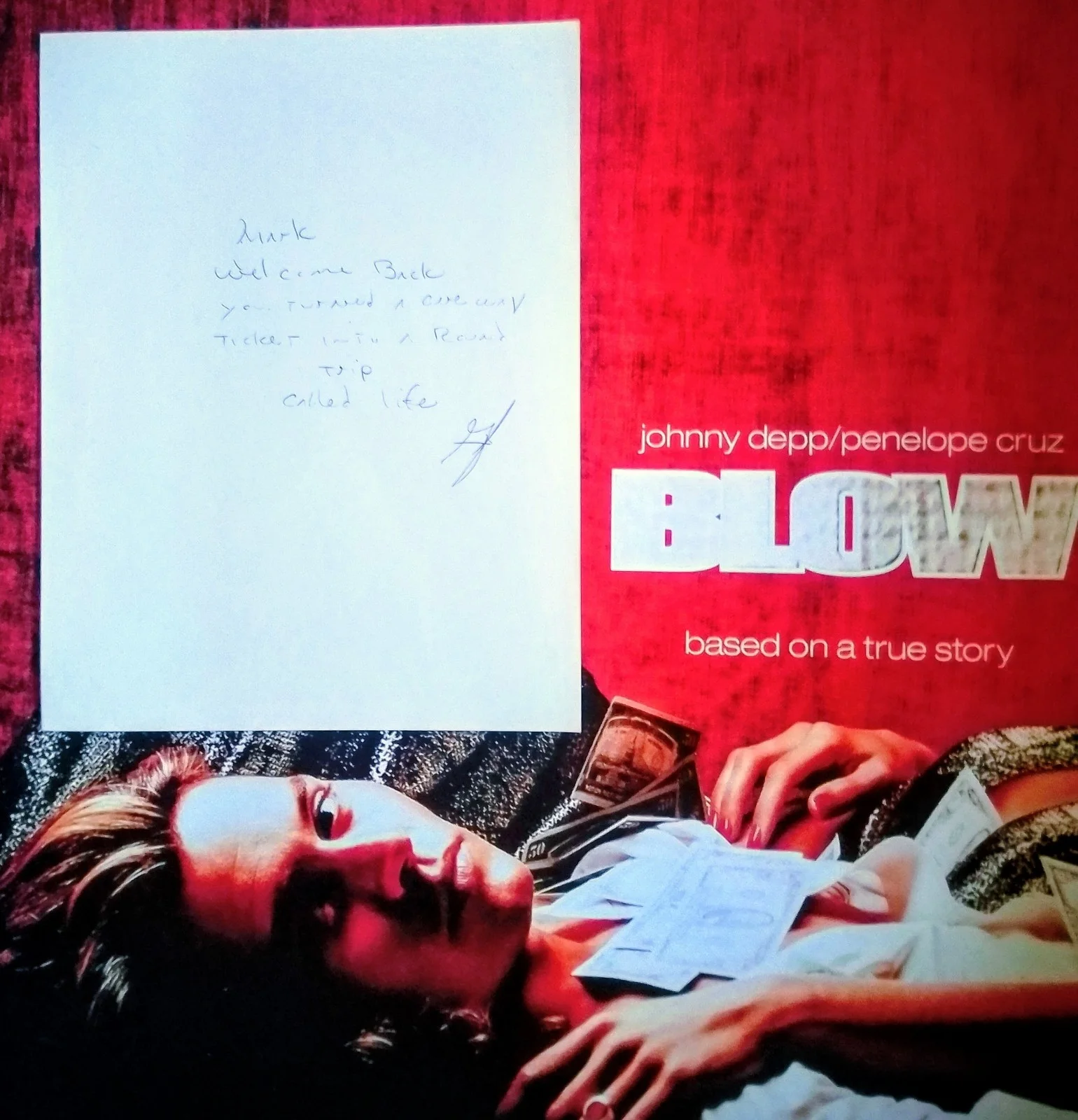 A one off GEORGE JUNG Signed 2007 PRISON LETTER/PICS with "BLOW" movie Poster, изображение 5