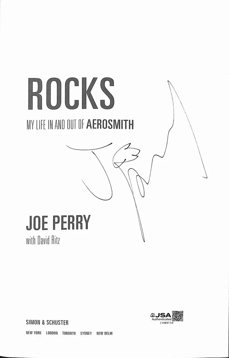 Joe Perry "Aerosmith" Signed/Autographed "Rocks" Book JSA 201834, image 2