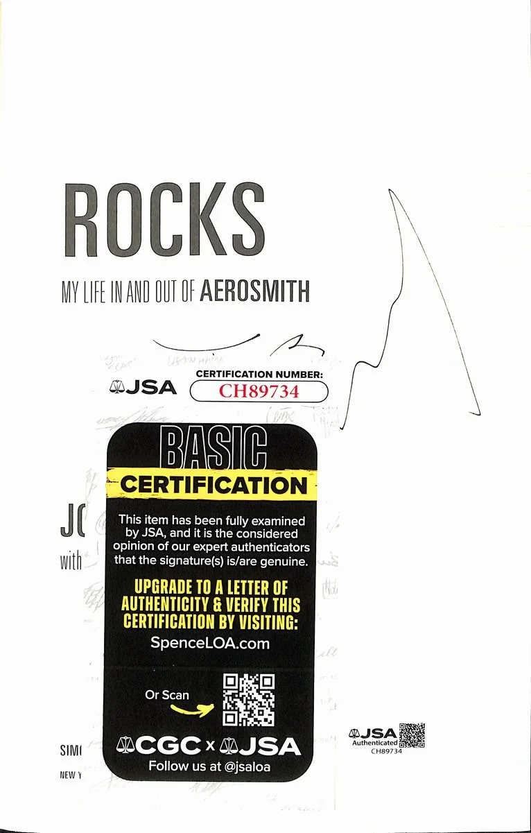 Joe Perry "Aerosmith" Signed/Autographed "Rocks" Book JSA 201834, image 3