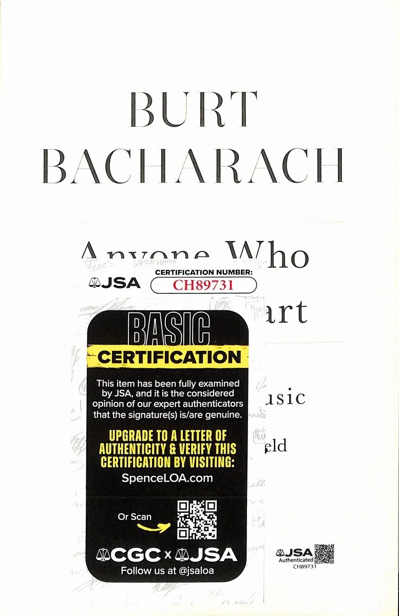 Burt Bacharach Composer Signed/Auto "Anyone Who Had a Heart" Book JSA 201831, image 3