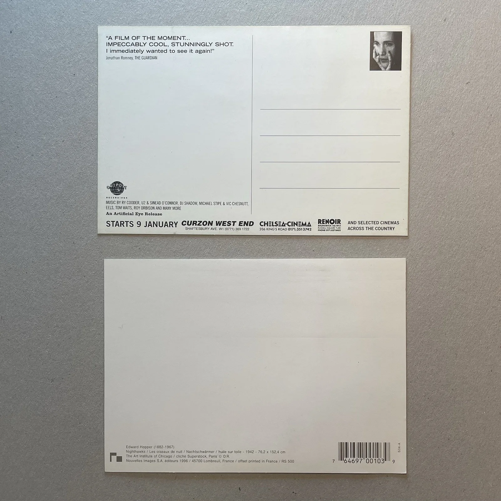 The End of Violence Wim Wenders Promo Postcard + Edward Hopper Postcard Rare, изображение 2