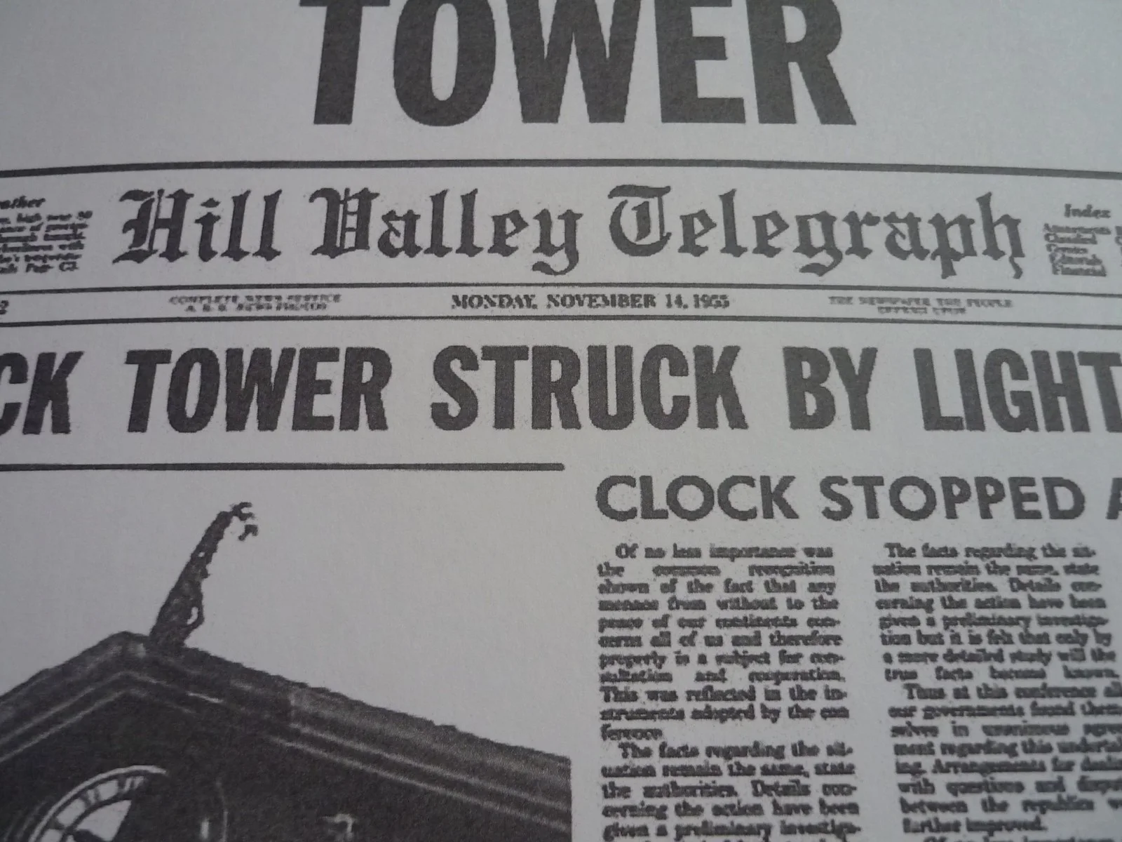 Framed a4 poster replica prop Back to the future save the clock tower telegraph, image 2