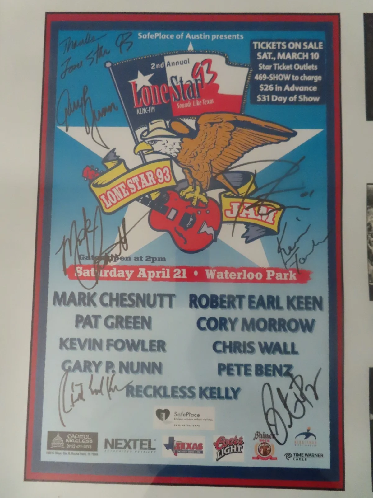 2nd annual lonestar jam 90s 1993 signed poster, image 2