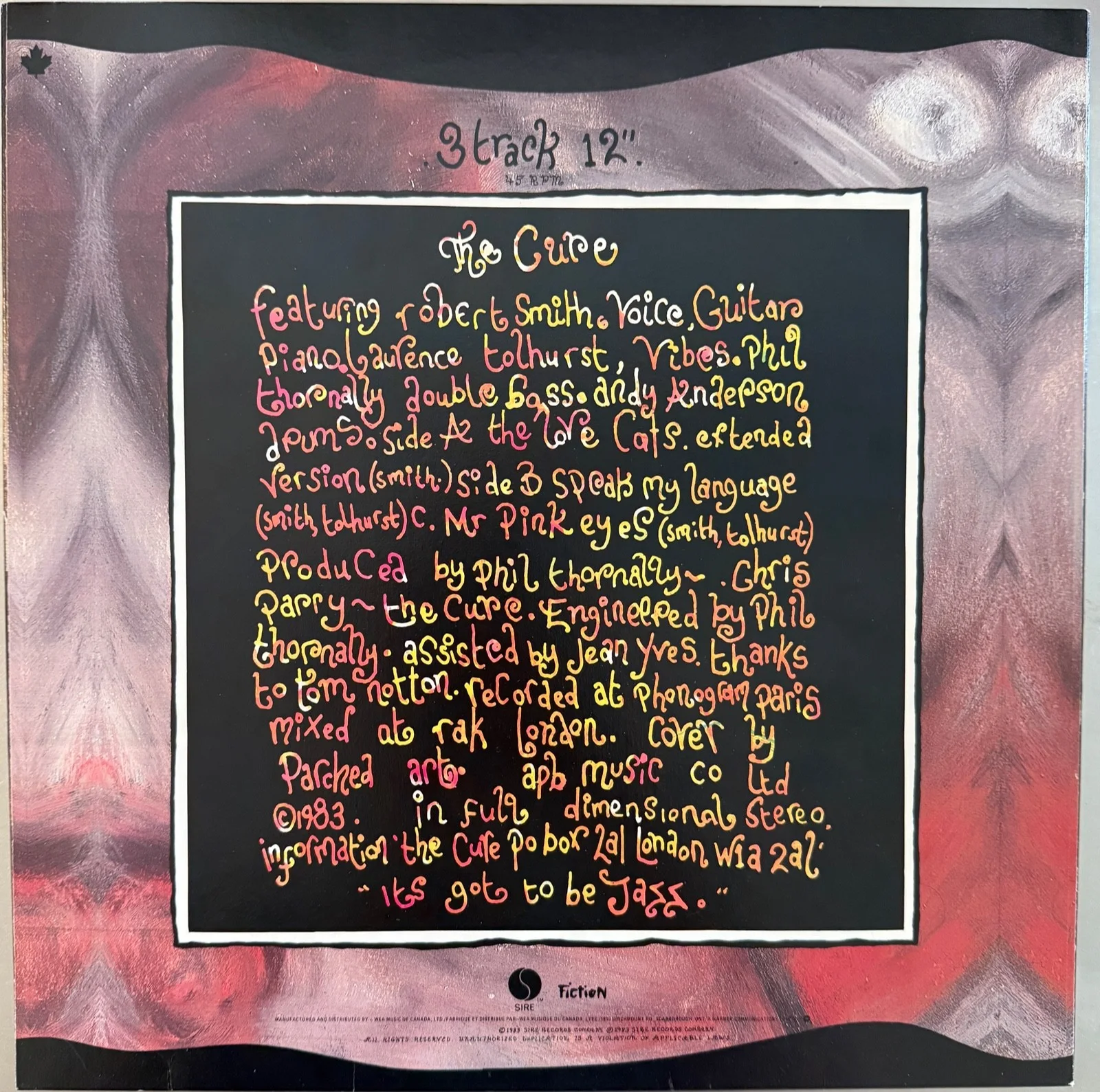 The Cure Love Cats signed 12" vinyl ( Lp ) Vintage Robert And Lol, изображение 2
