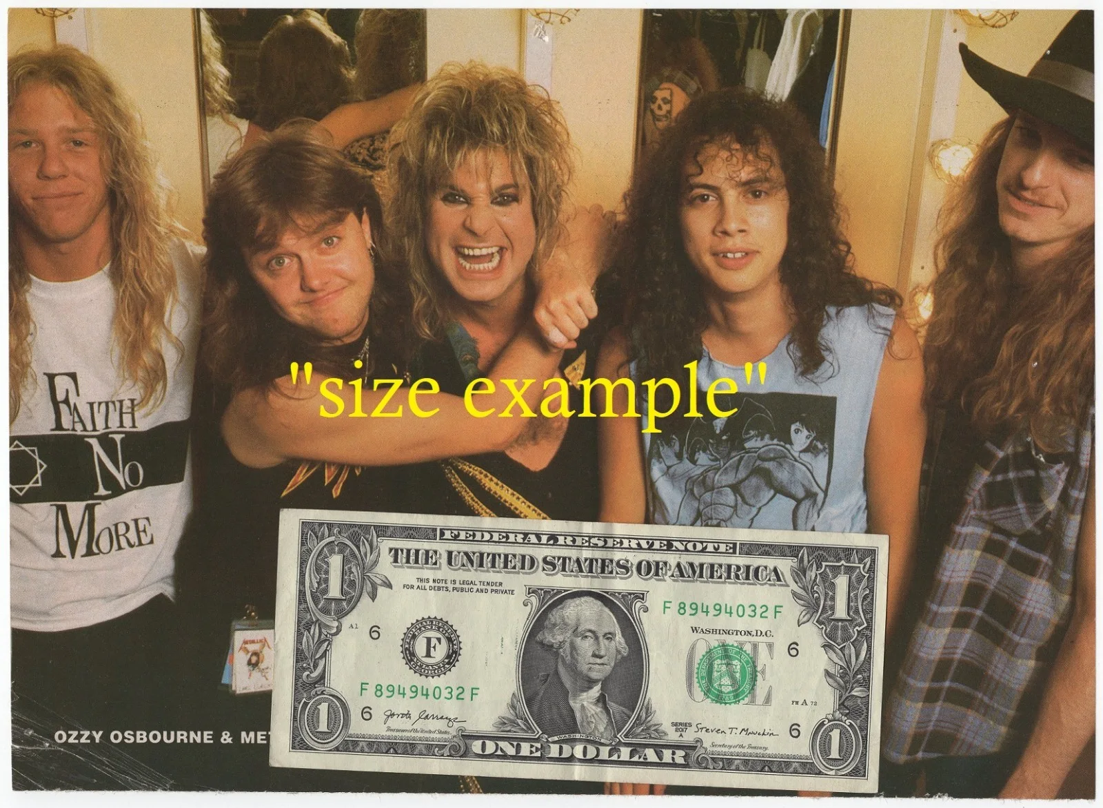 Ozzy Osbourne & Metallica With Cliff Burton 1986 Vintage Inside Sleeve Poster, изображение 3
