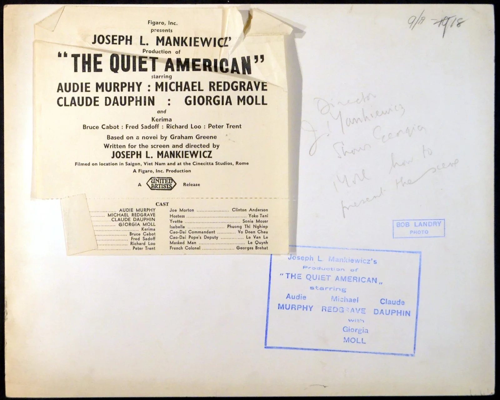 QUIET AMERICAN 1958 Joseph L. Mankiewicz, Giorgia Moll Graham Greene STILL, image 2