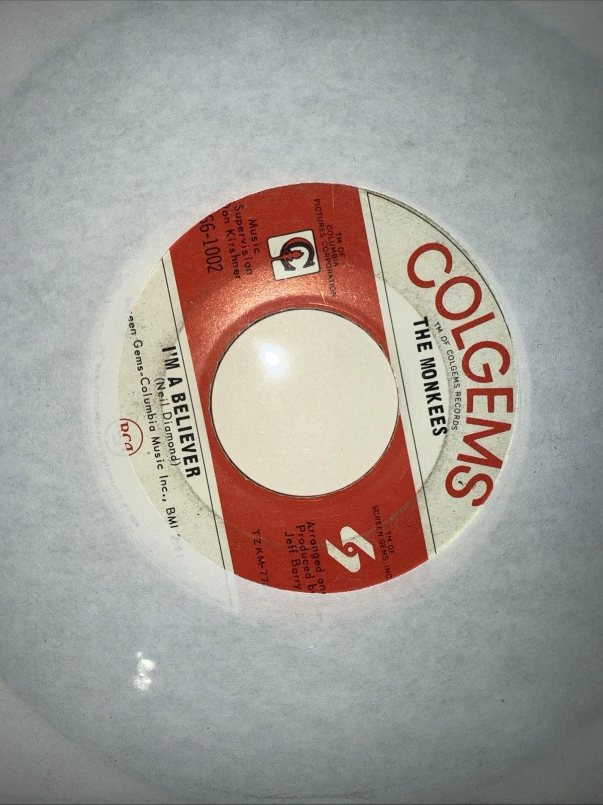 The Monkees~I’m a Believer/Steppin’ Stone/45-NM+Vinyl/NM Pic Sleeve/M Labels, изображение 2