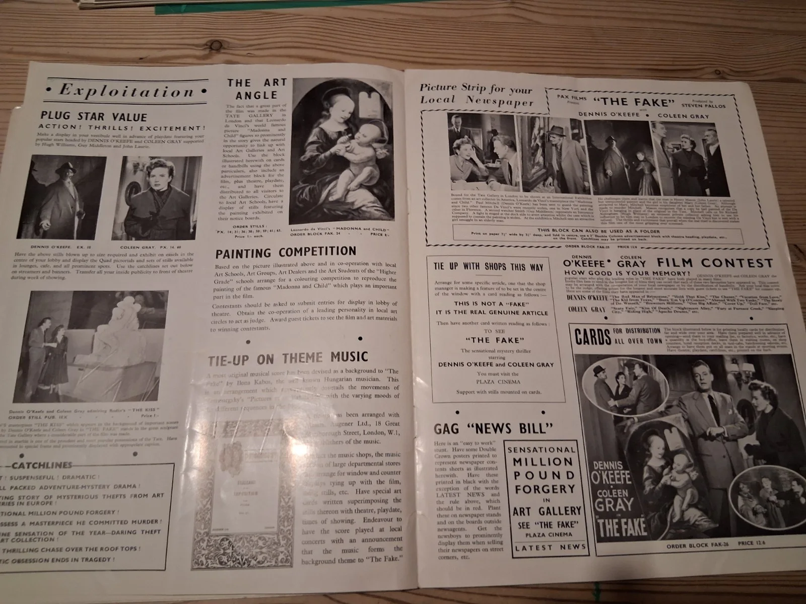 1953 film ''The Fake'' Exhibitors Campaign Book plus ''Take your Pick'', изображение 3